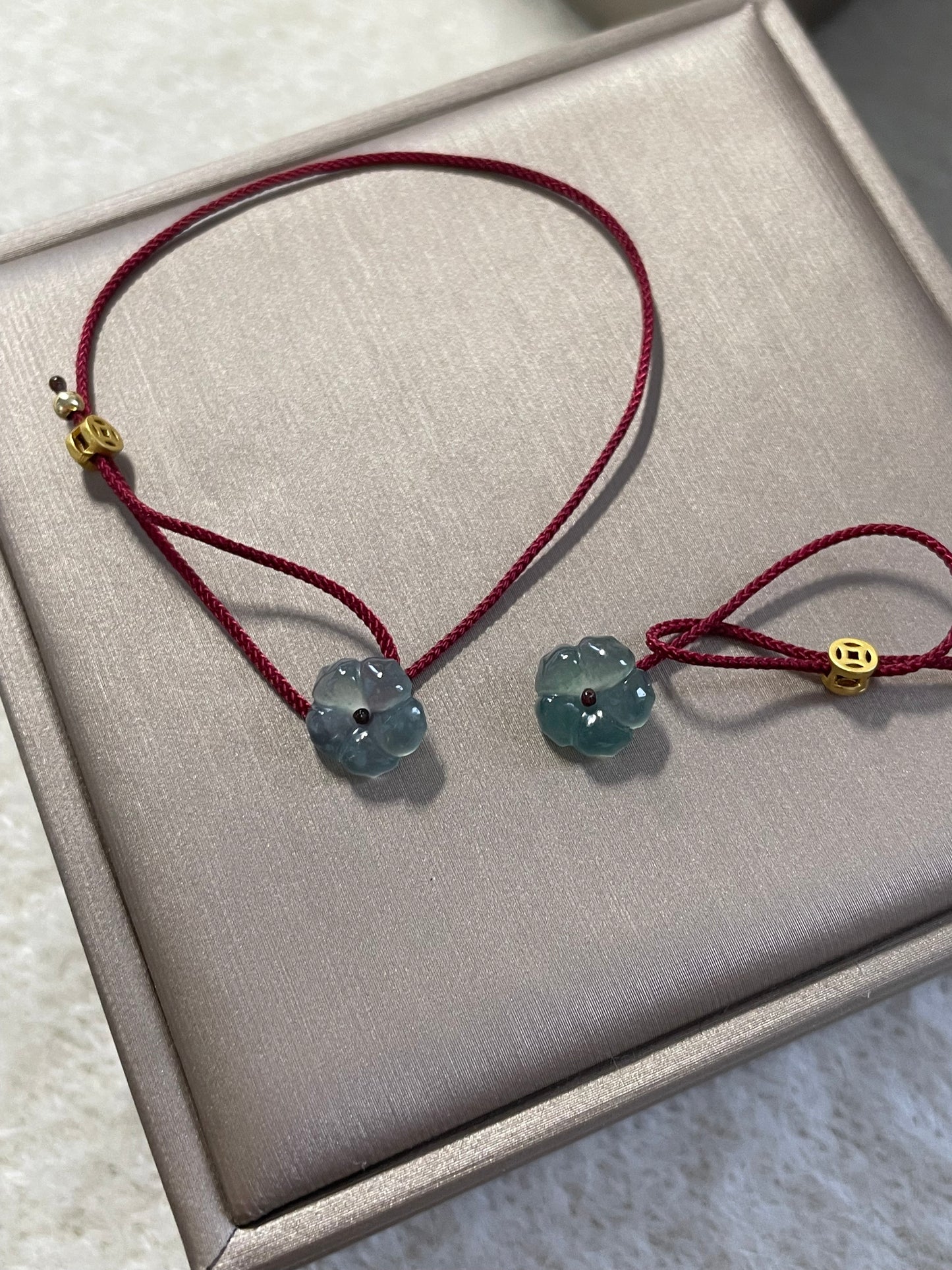 翡翠小花红绳-手绳