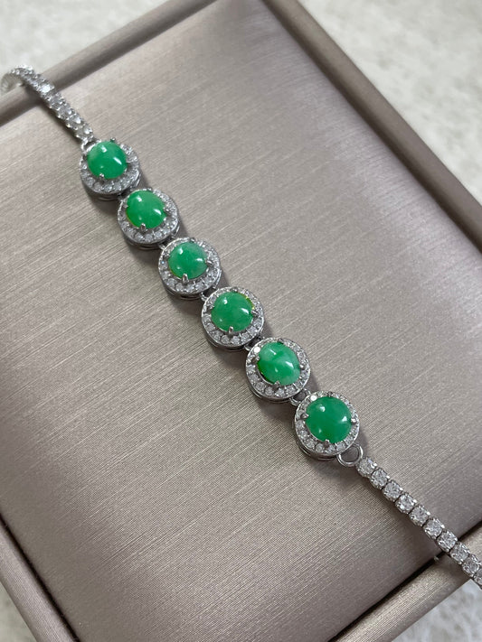 果阳绿翡翠蛋面手链