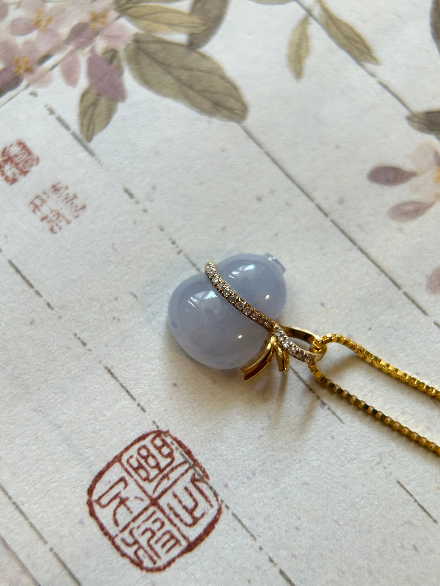 满紫翡翠葫芦吊坠18K金