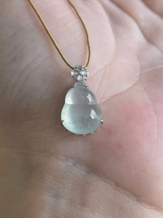 高冰葫芦吊坠18k金镶