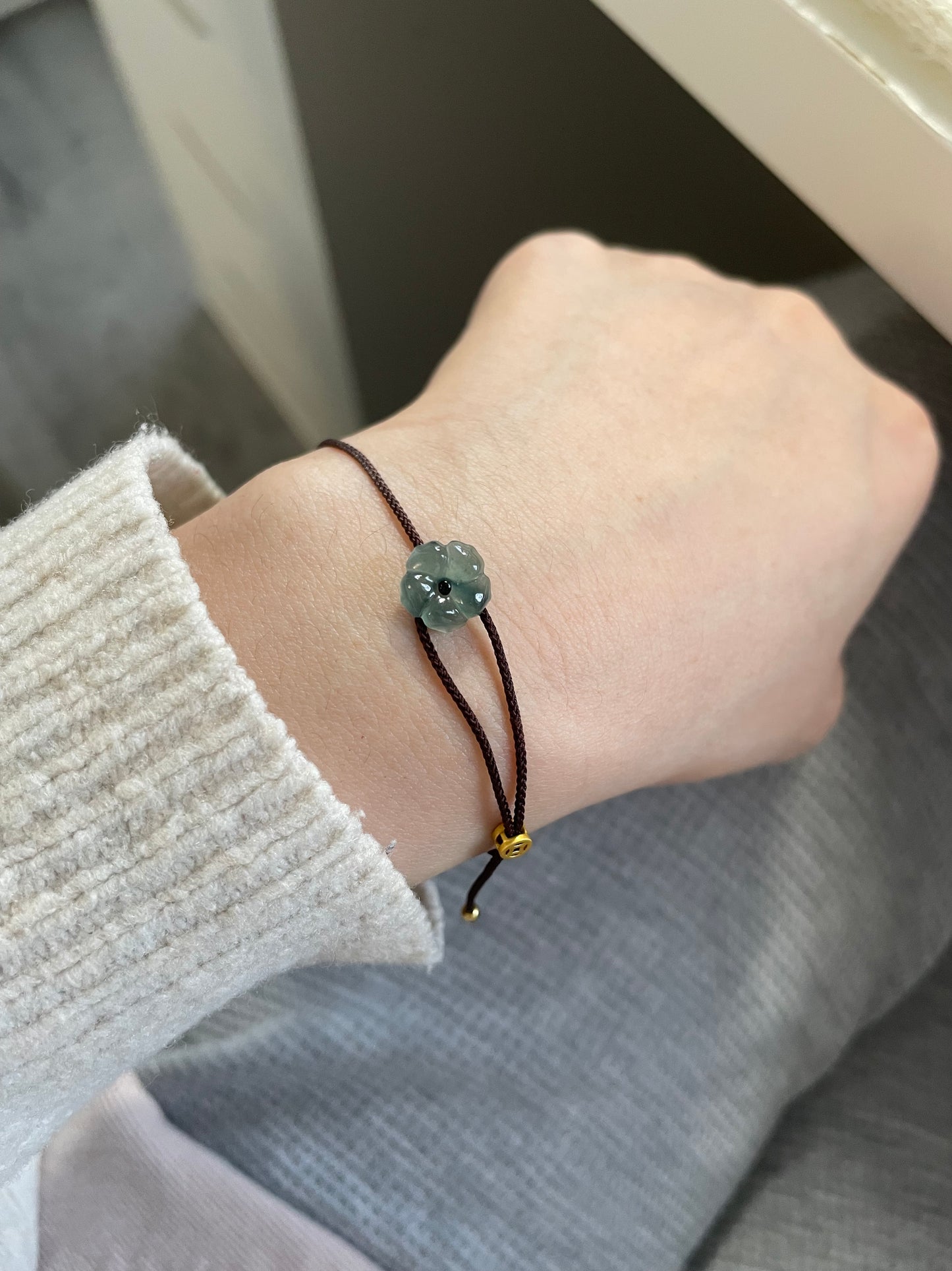 翡翠小花棕绳-手绳