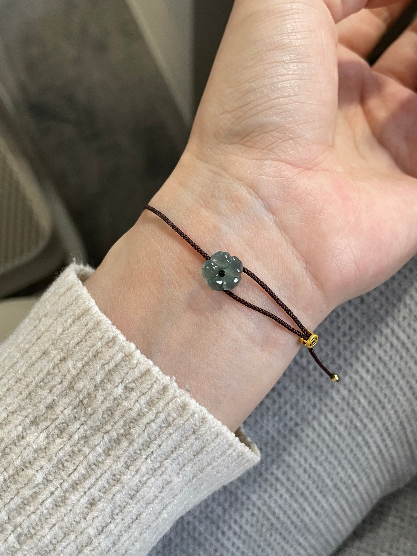 翡翠小花棕绳-手绳