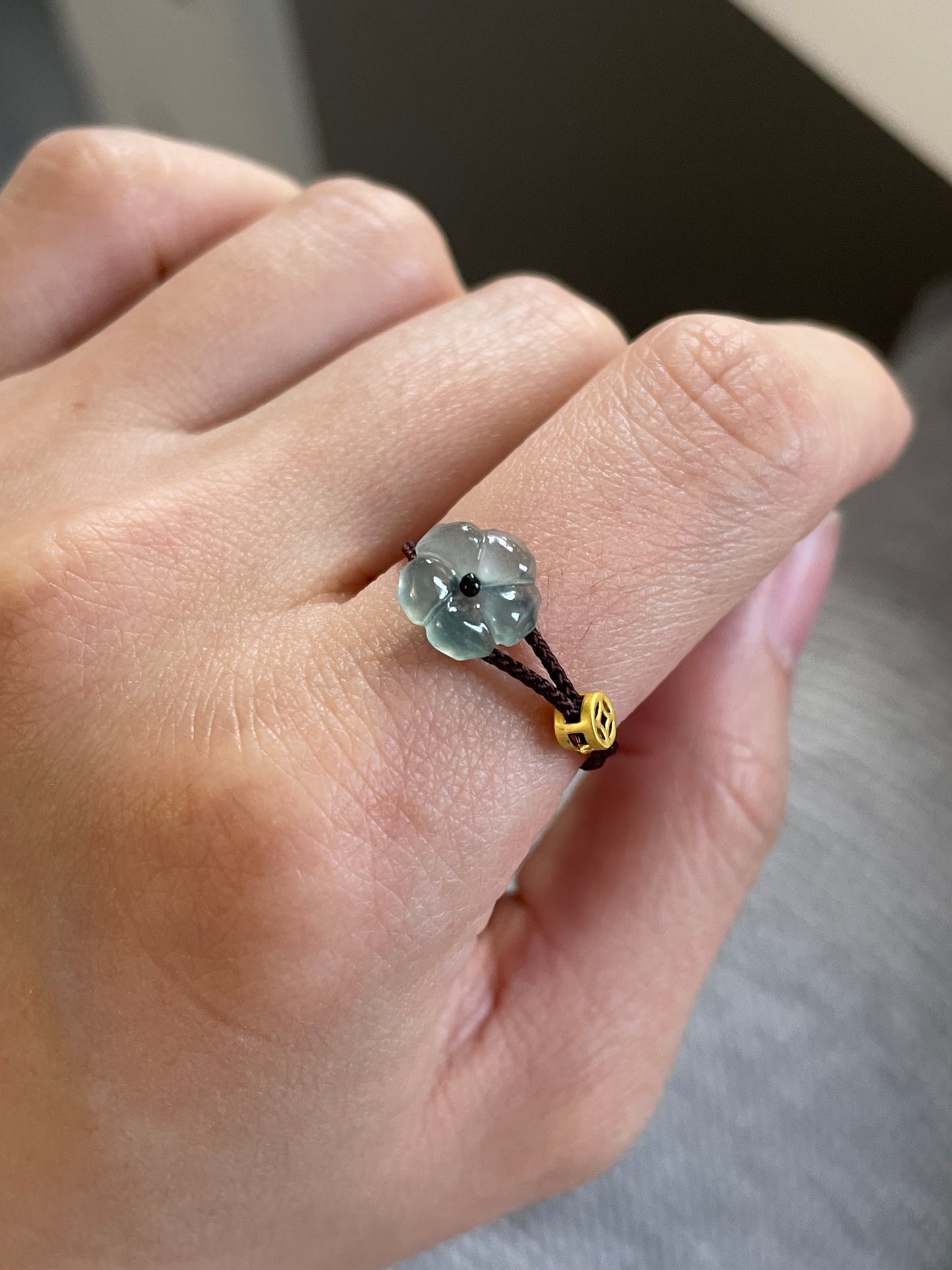 翡翠小花棕绳-戒指