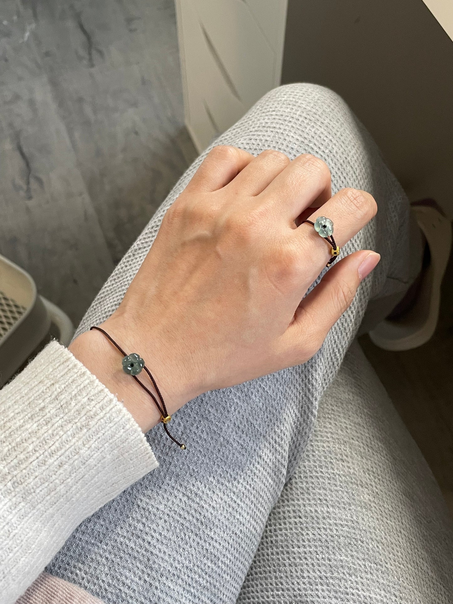 翡翠小花棕绳-手绳