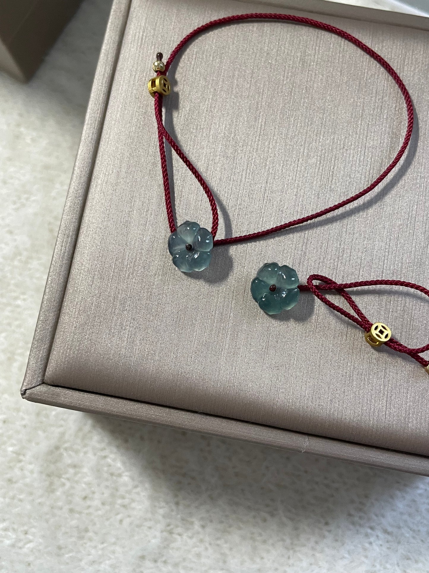 翡翠小花红绳-手绳