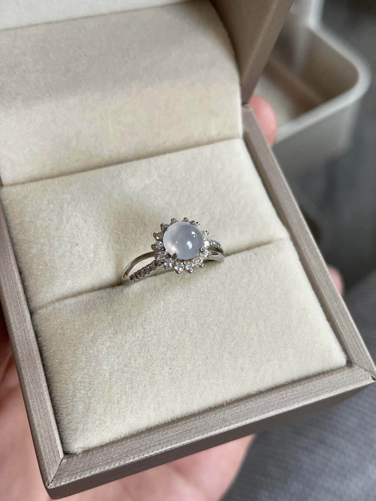 高冰白冰翡翠戒指