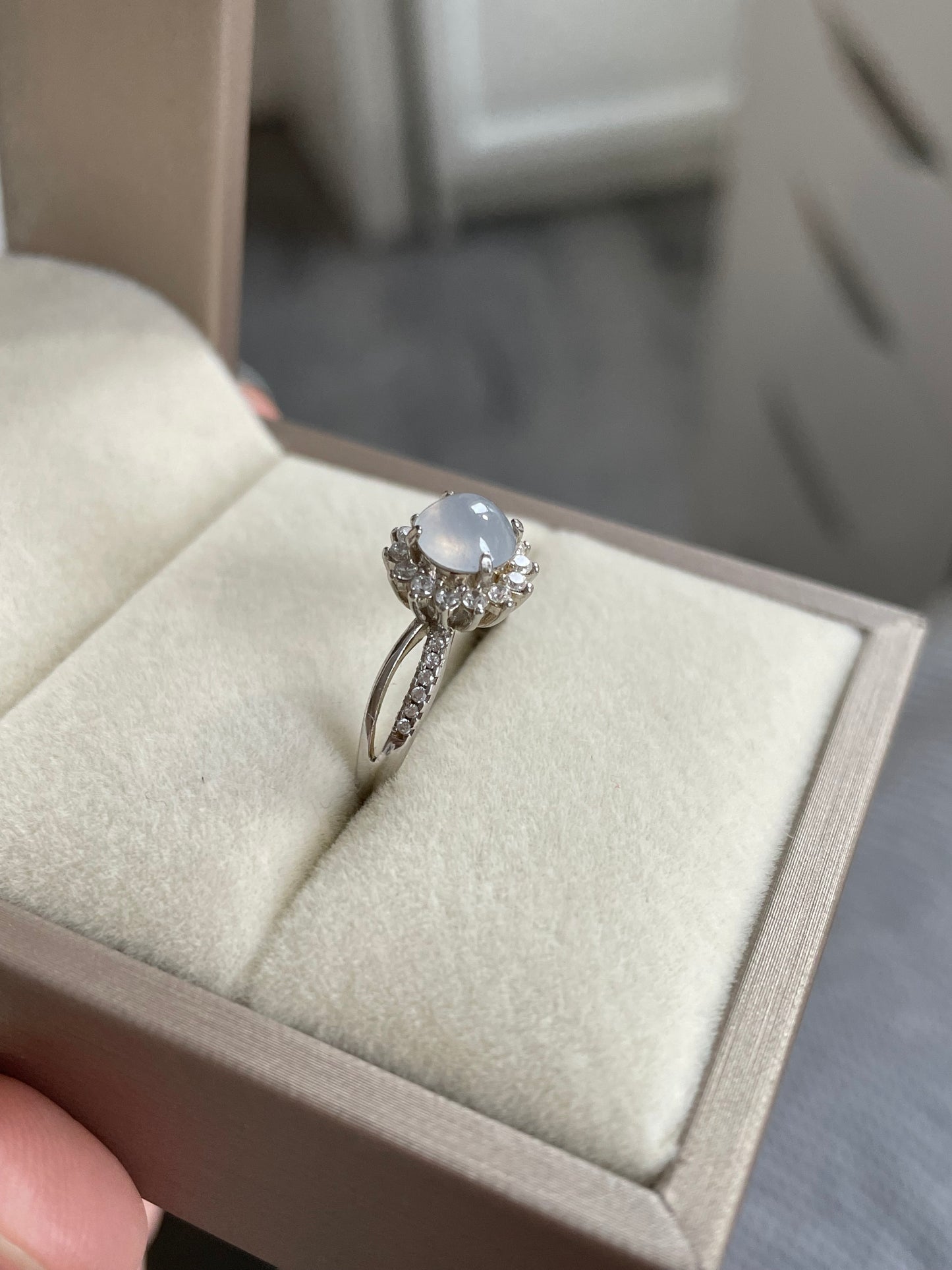 高冰白冰翡翠戒指