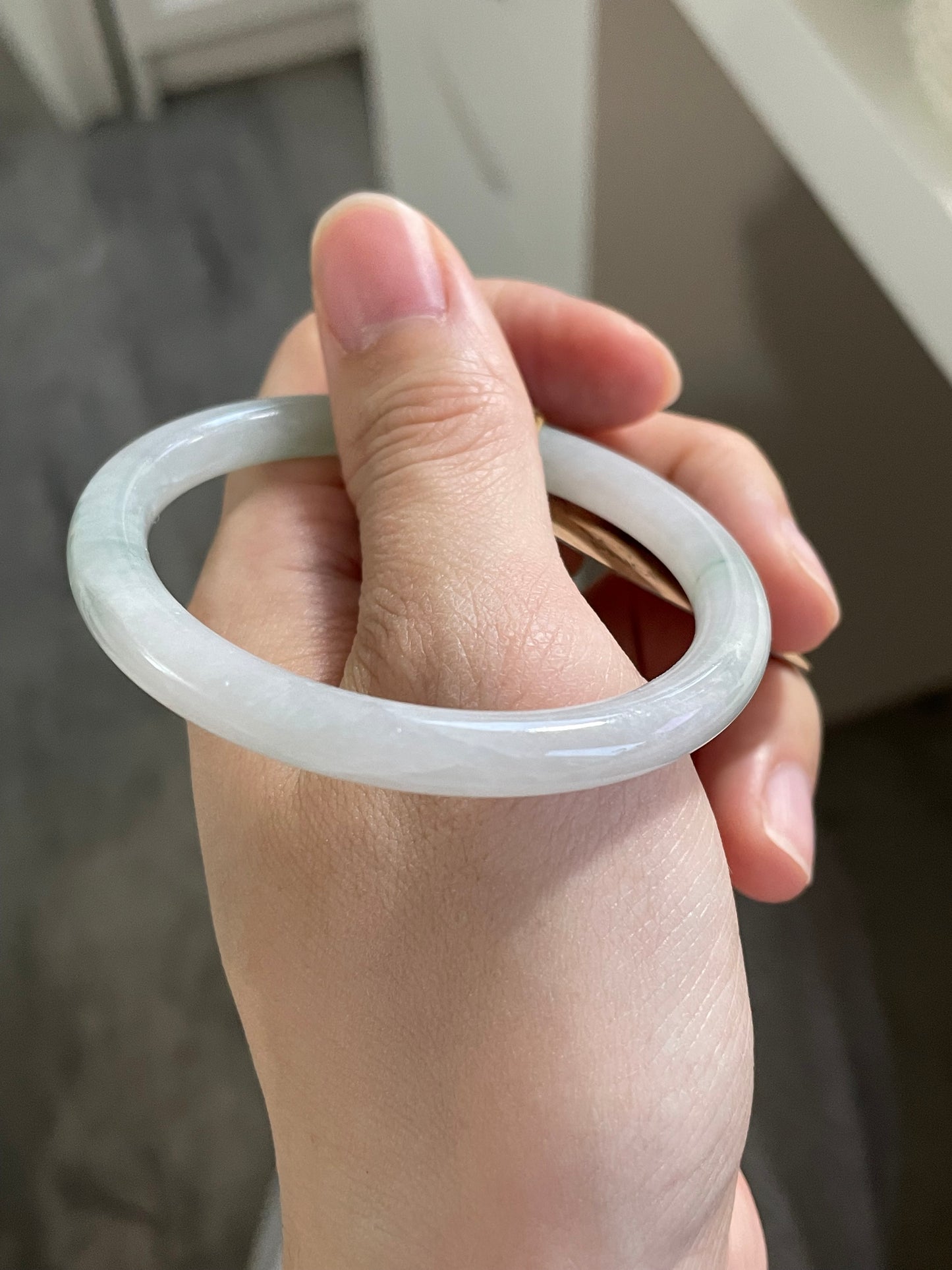 冰润圆条翡翠手镯 圈口 52.5