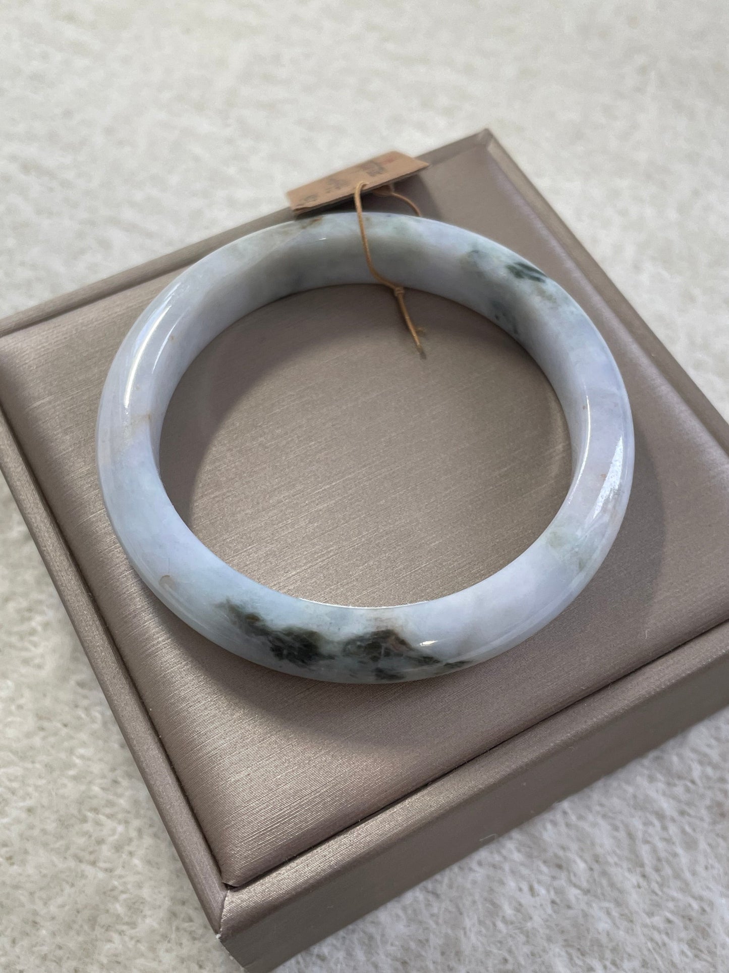 绿色山水翡翠手镯 圈口 53.8