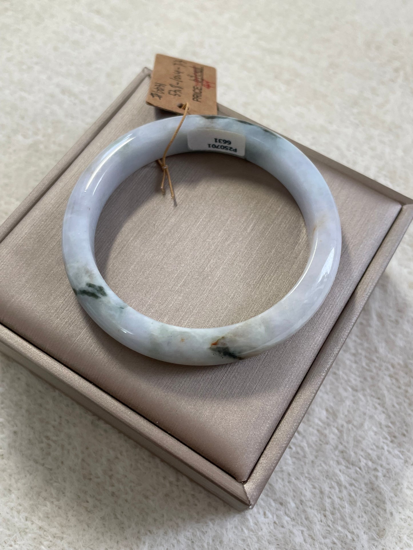 绿色山水翡翠手镯 圈口 53.8