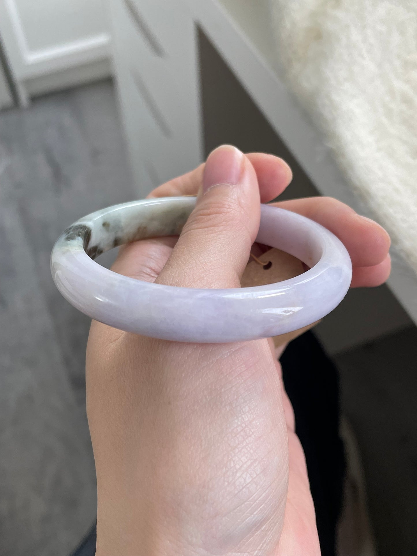 紫底翡翠手镯 圈口 57.5