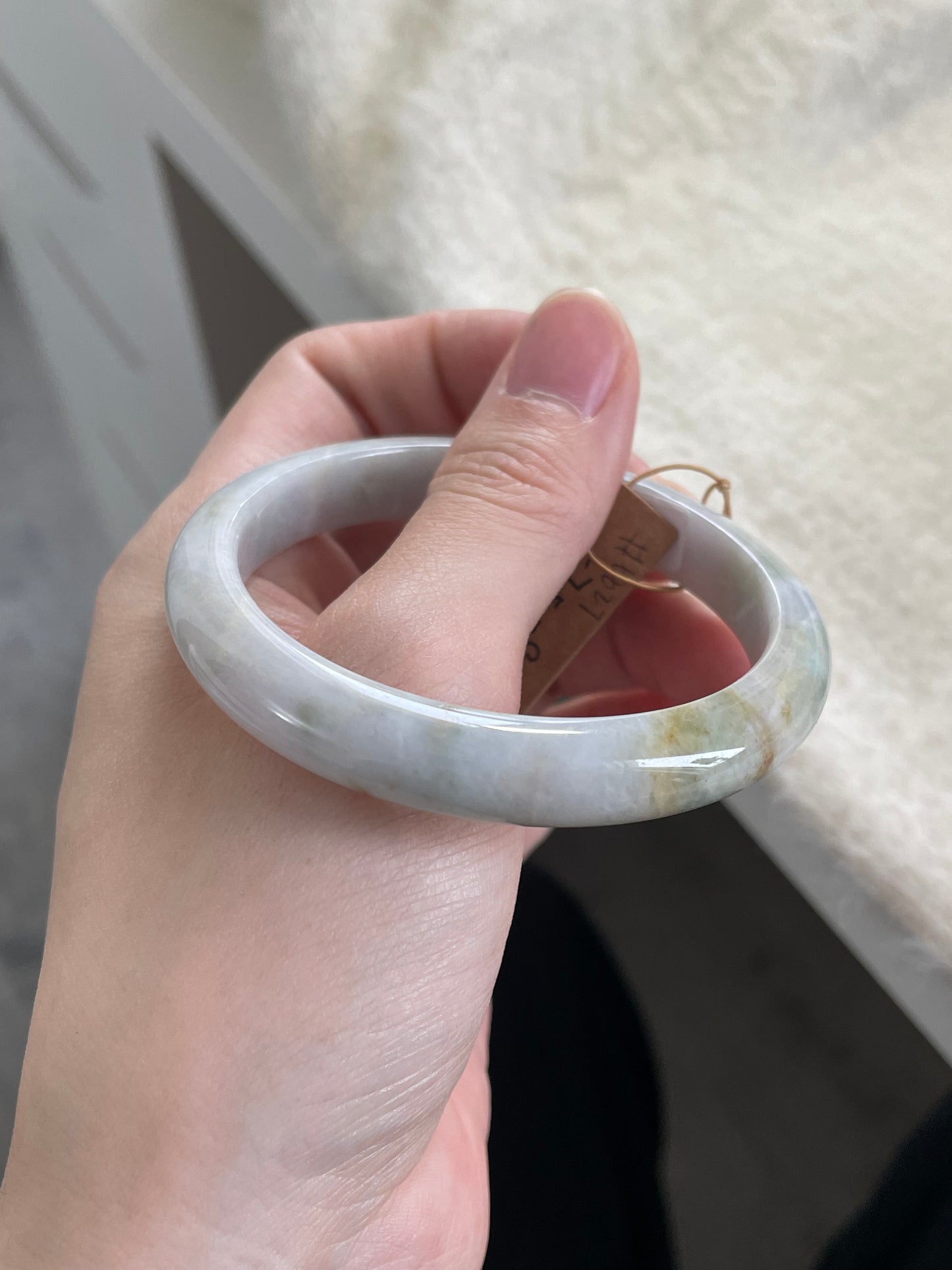 初秋黄绿双彩翡翠手镯 圈口 57.5