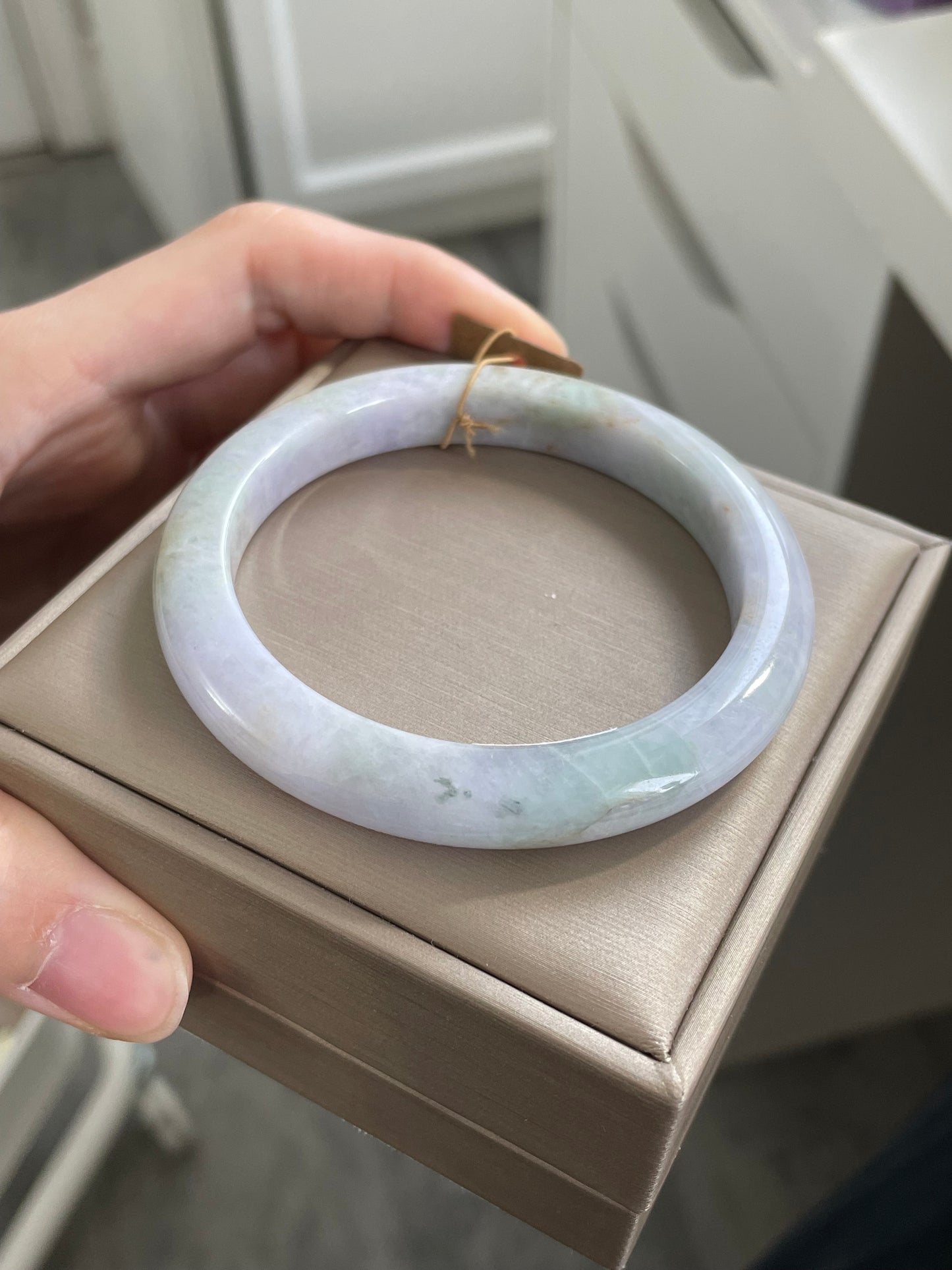 紫色多彩翡翠手镯 圈口 58.3