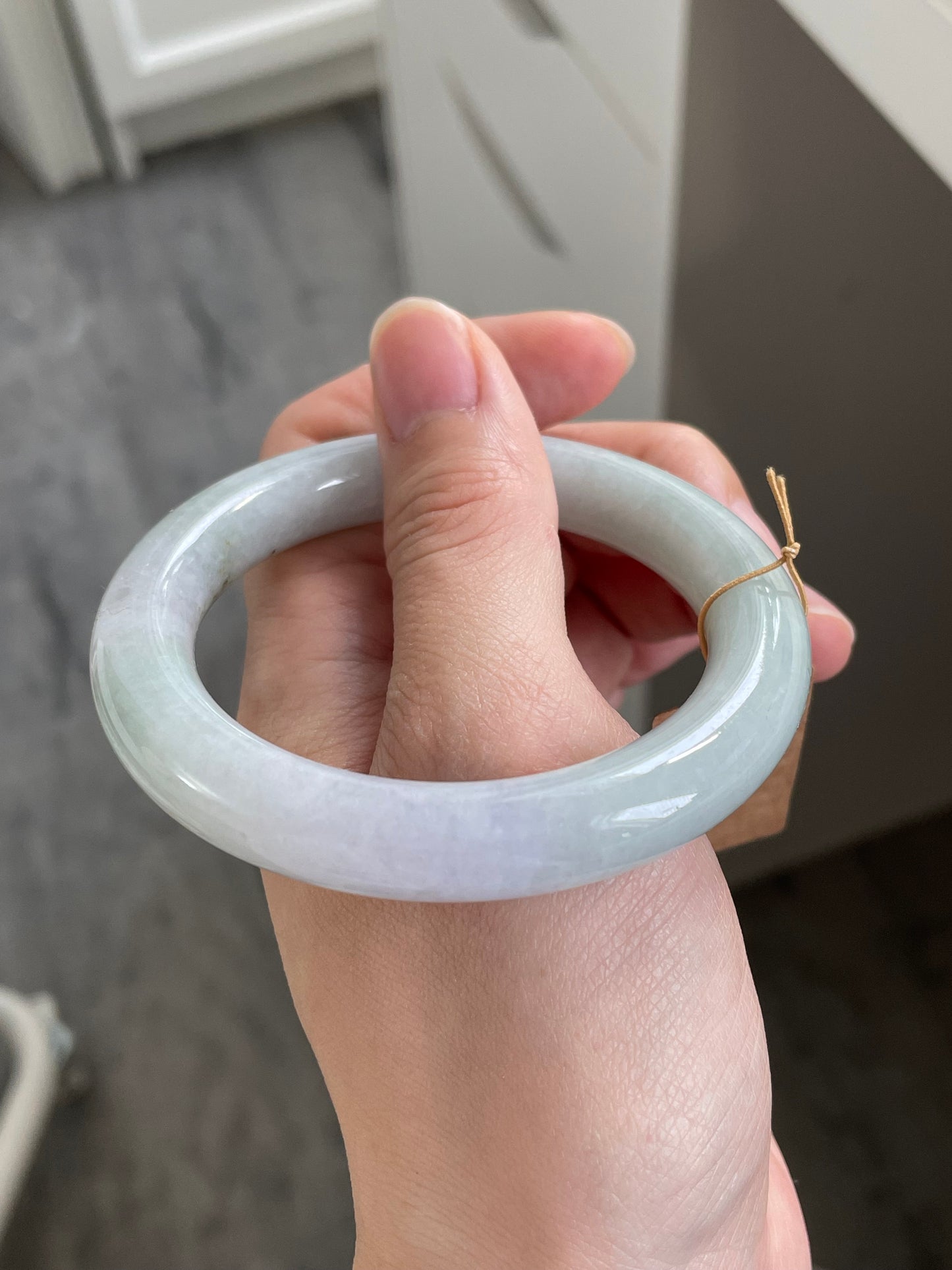 胖圆条多彩翡翠手镯 圈口 54.7