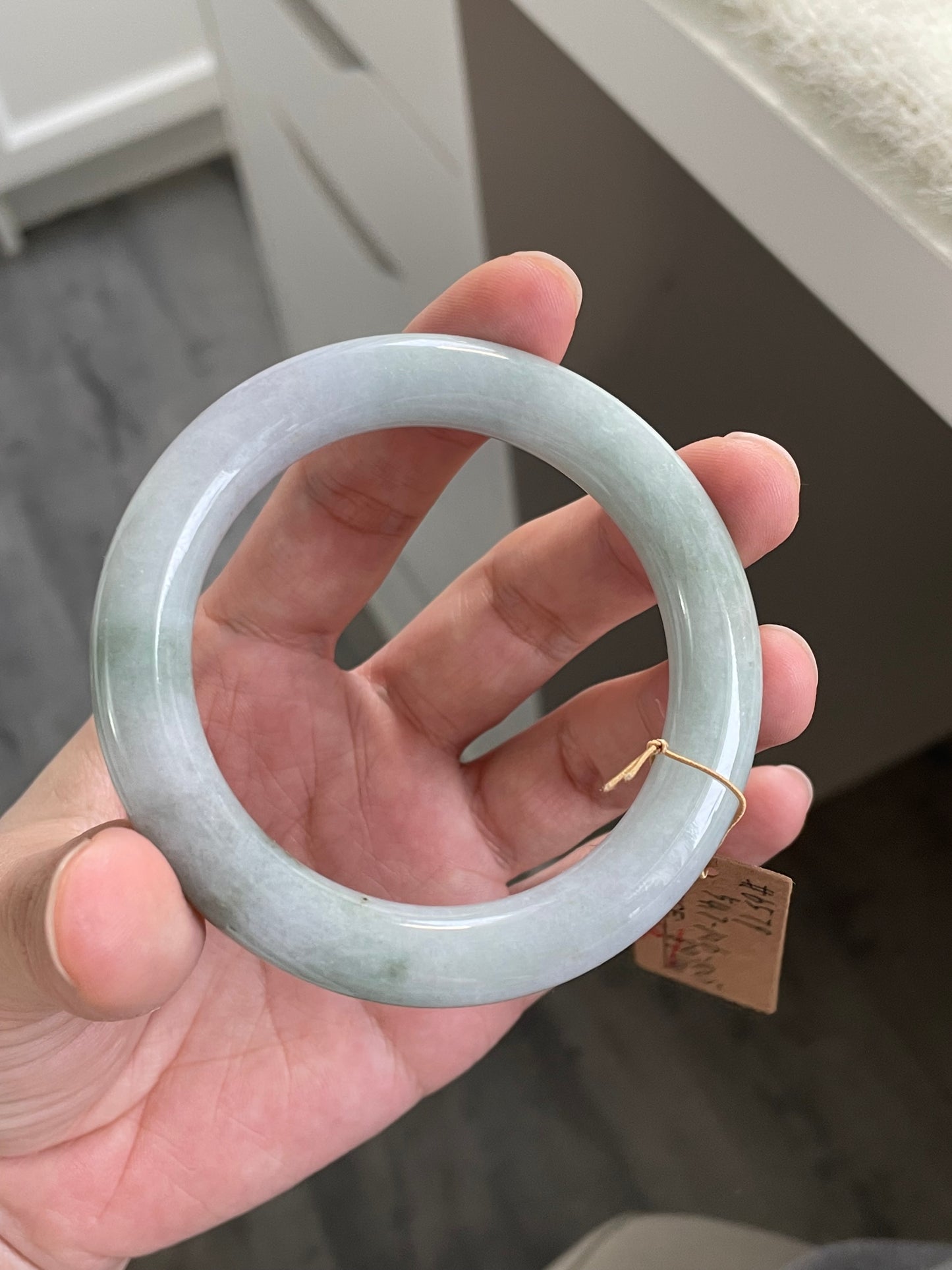 胖圆条多彩翡翠手镯 圈口 54.7