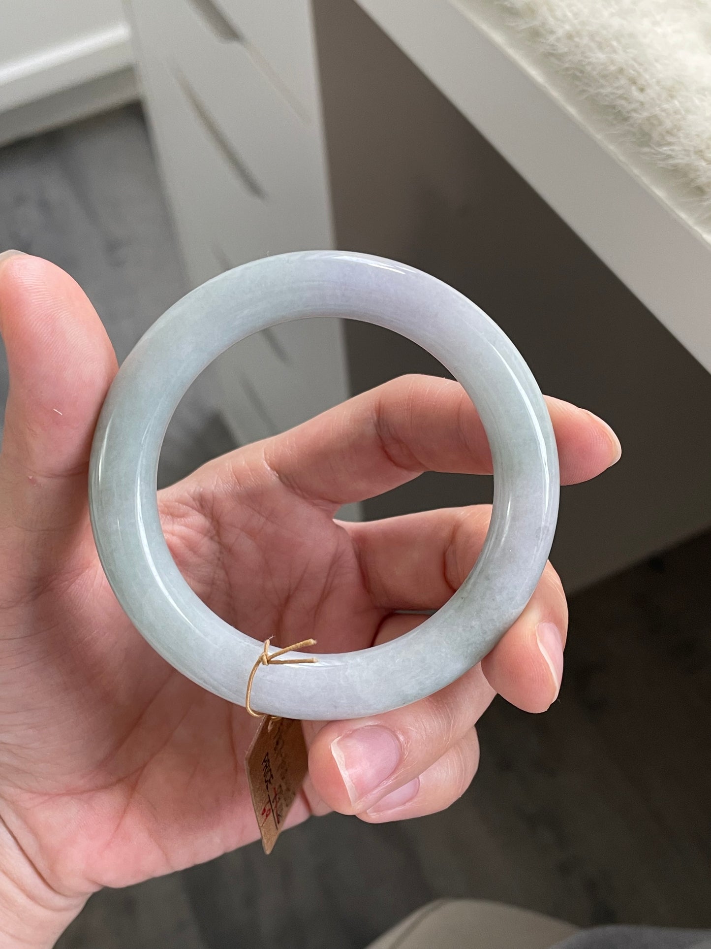 胖圆条多彩翡翠手镯 圈口 54.7