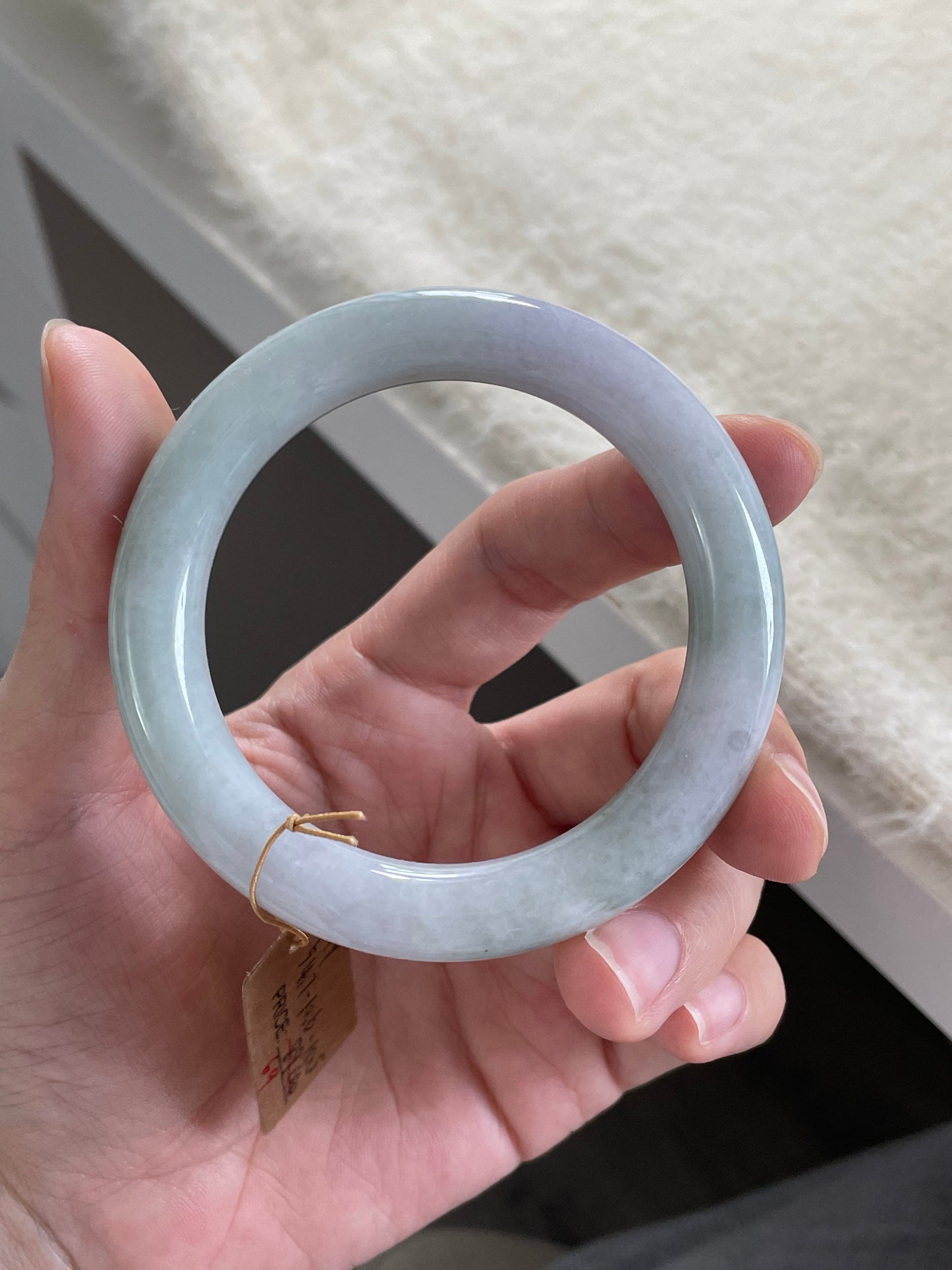 胖圆条多彩翡翠手镯 圈口 54.7