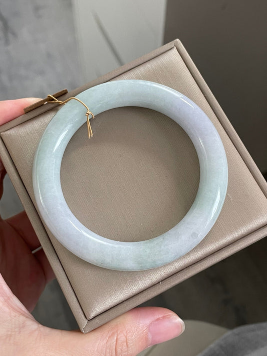 胖圆条多彩翡翠手镯 圈口 54.7