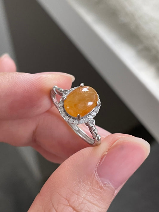 蜜糖橙翡翠戒指