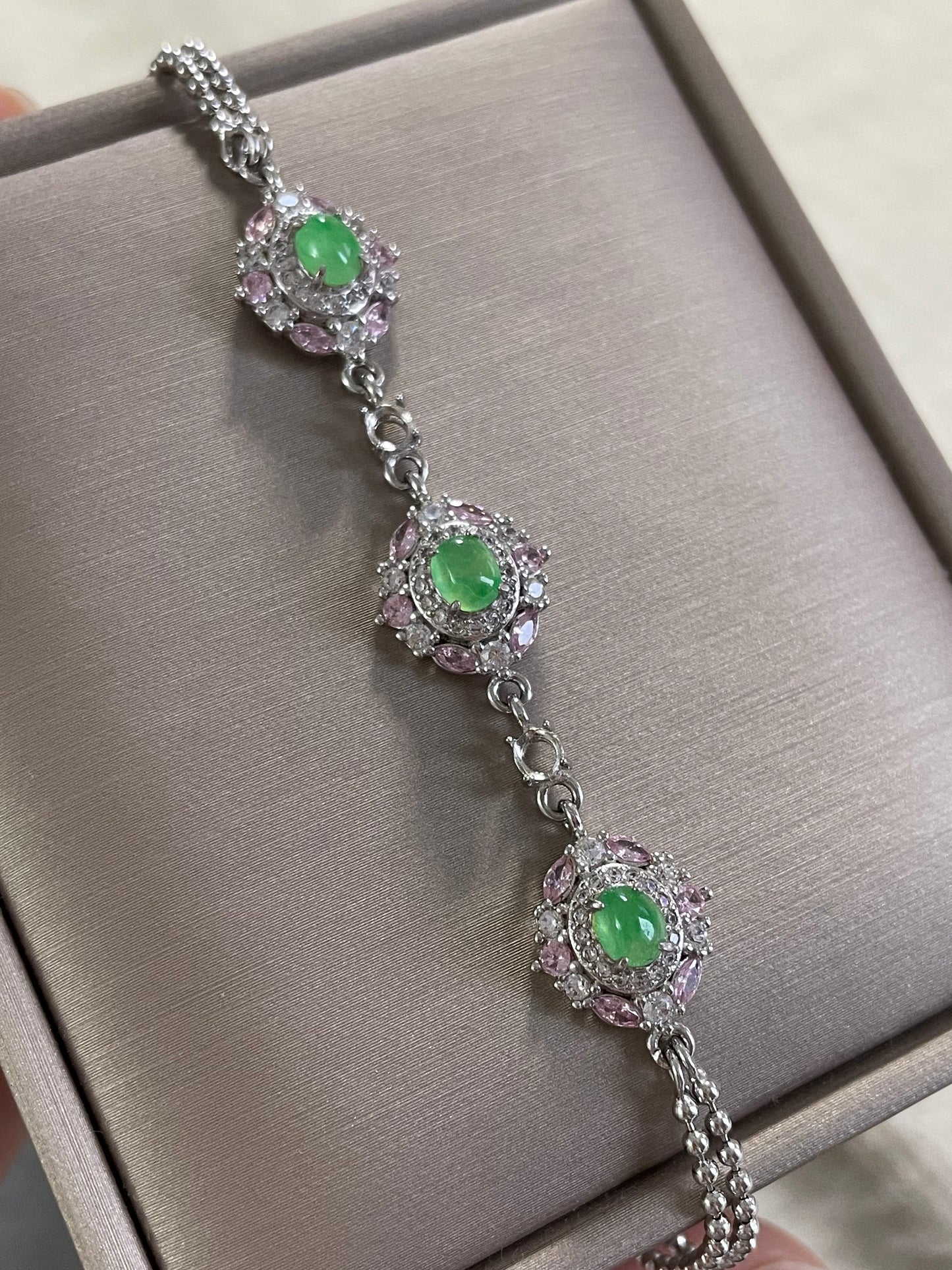 冰甜绿翡翠手链