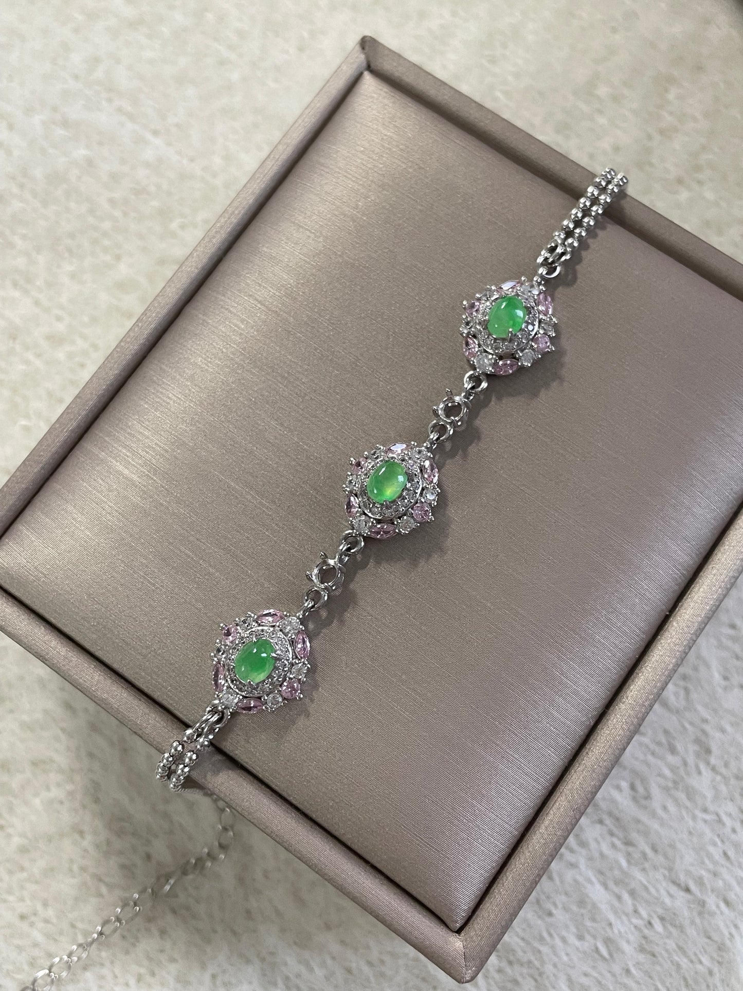 冰甜绿翡翠手链