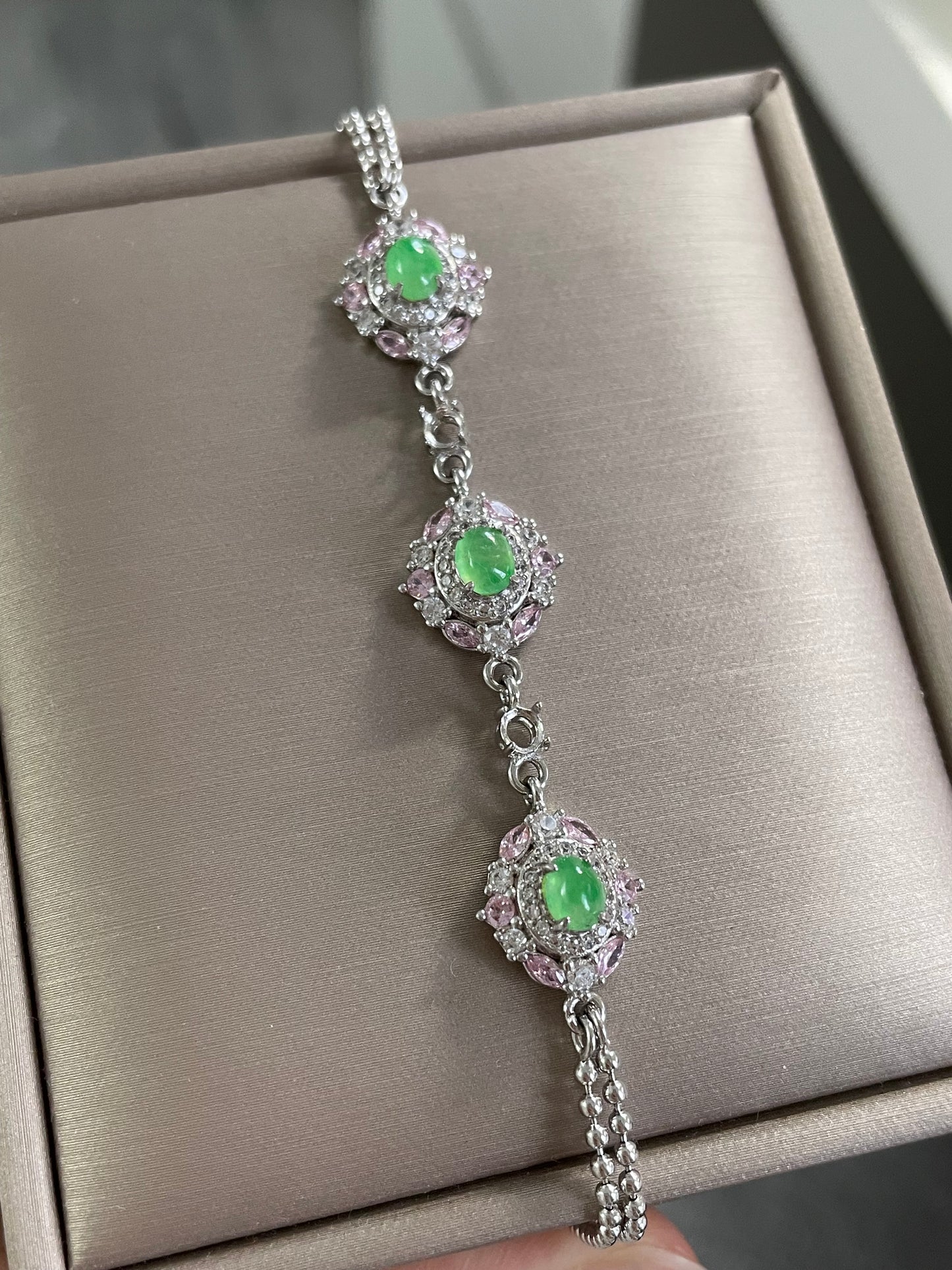 冰甜绿翡翠手链