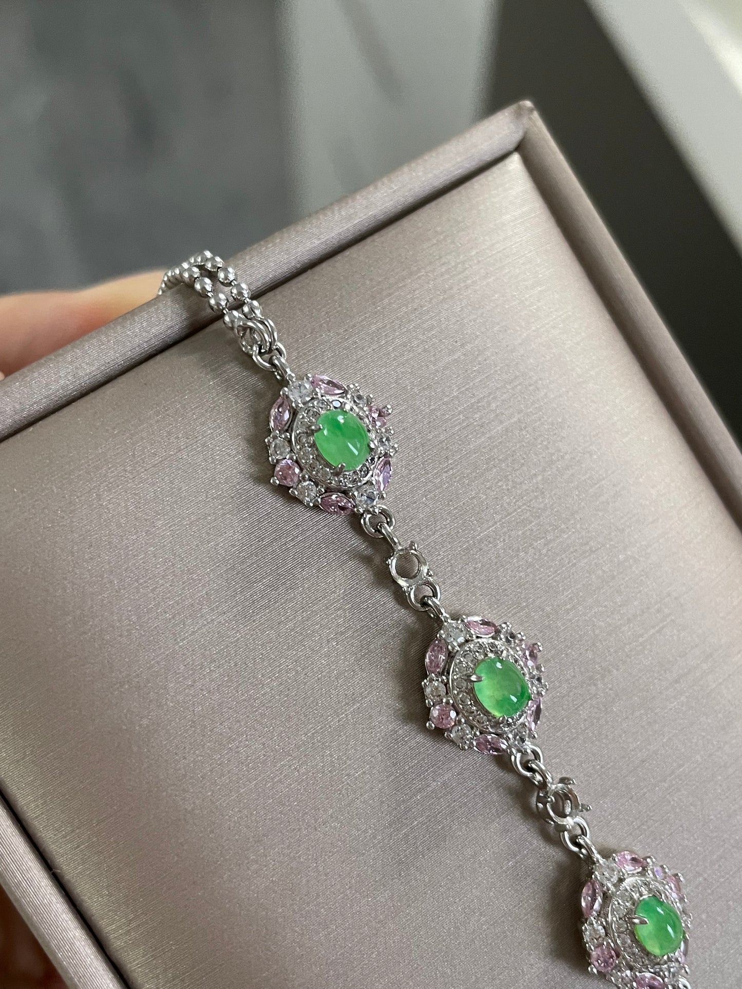 冰甜绿翡翠手链