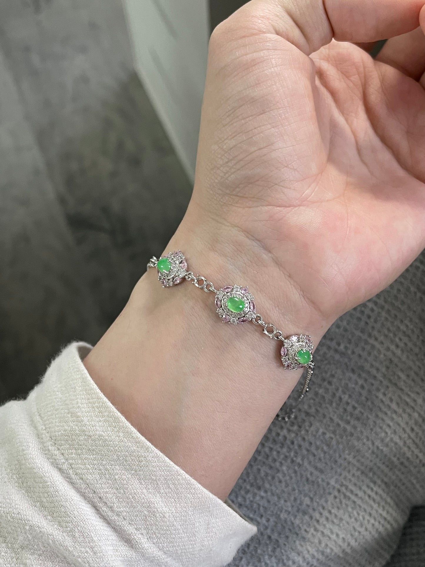 冰甜绿翡翠手链