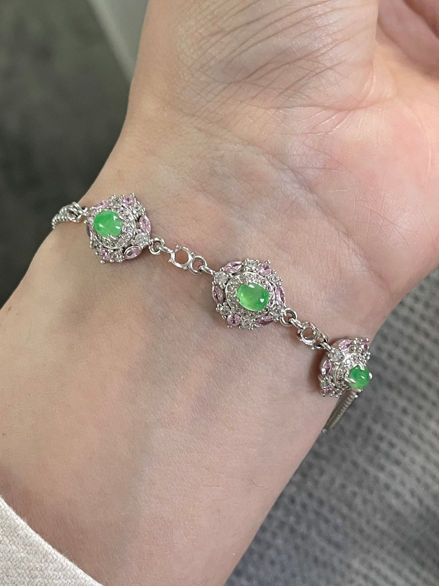 冰甜绿翡翠手链