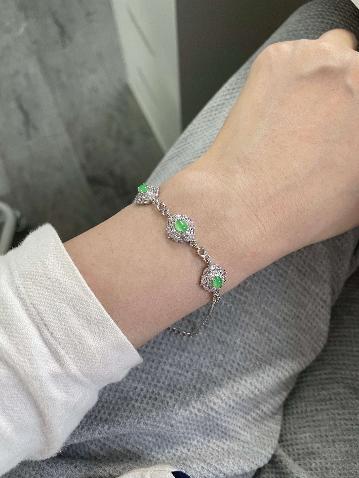 冰甜绿翡翠手链