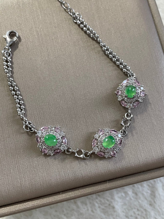 冰甜绿翡翠手链