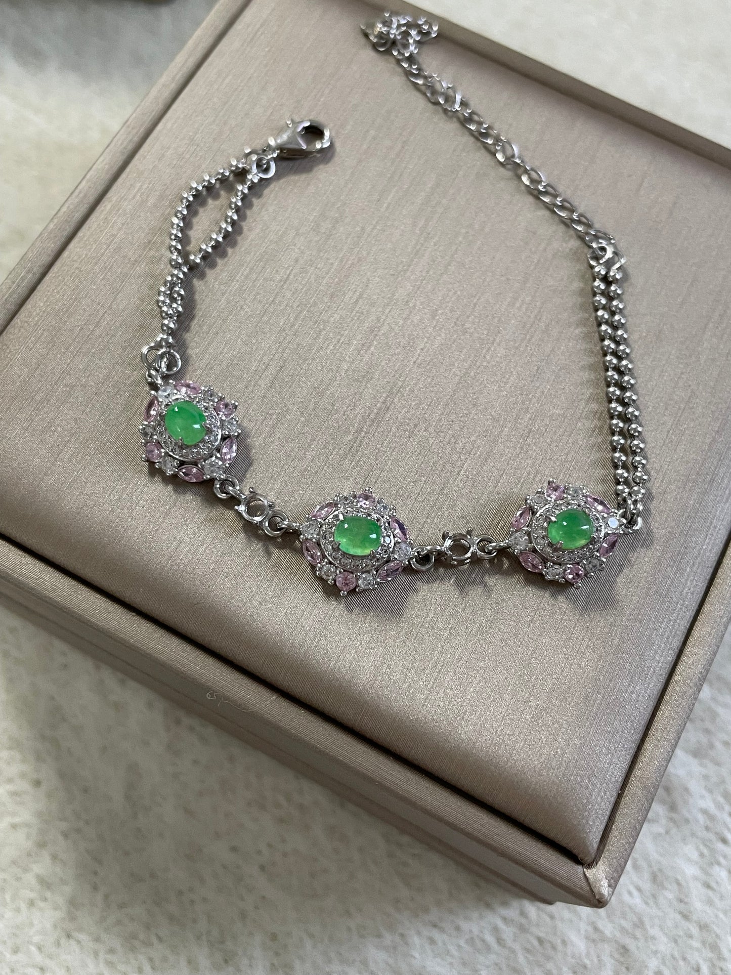 冰甜绿翡翠手链