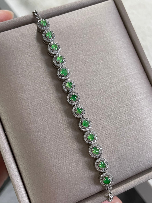 冰阳绿蛋面翡翠手链