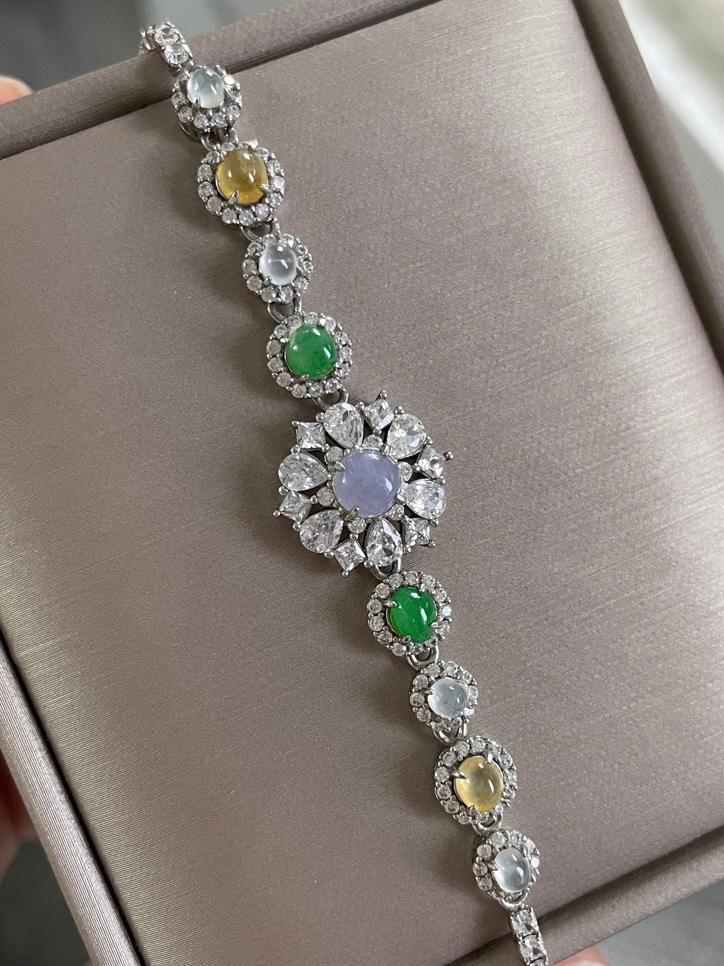 多宝翡翠手链｜紫罗兰·阳绿·白冰·黄翡多彩