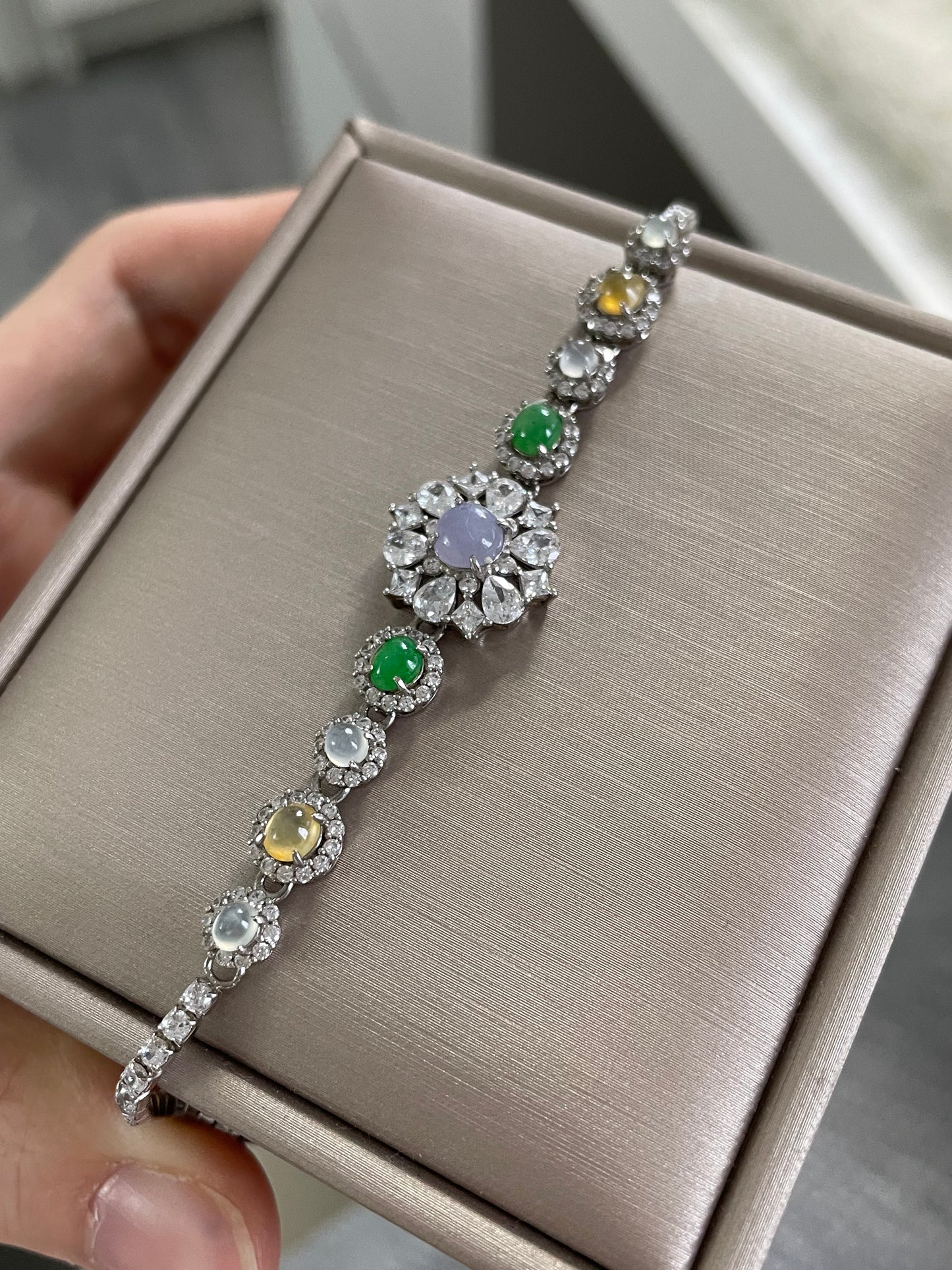 多宝翡翠手链｜紫罗兰·阳绿·白冰·黄翡多彩