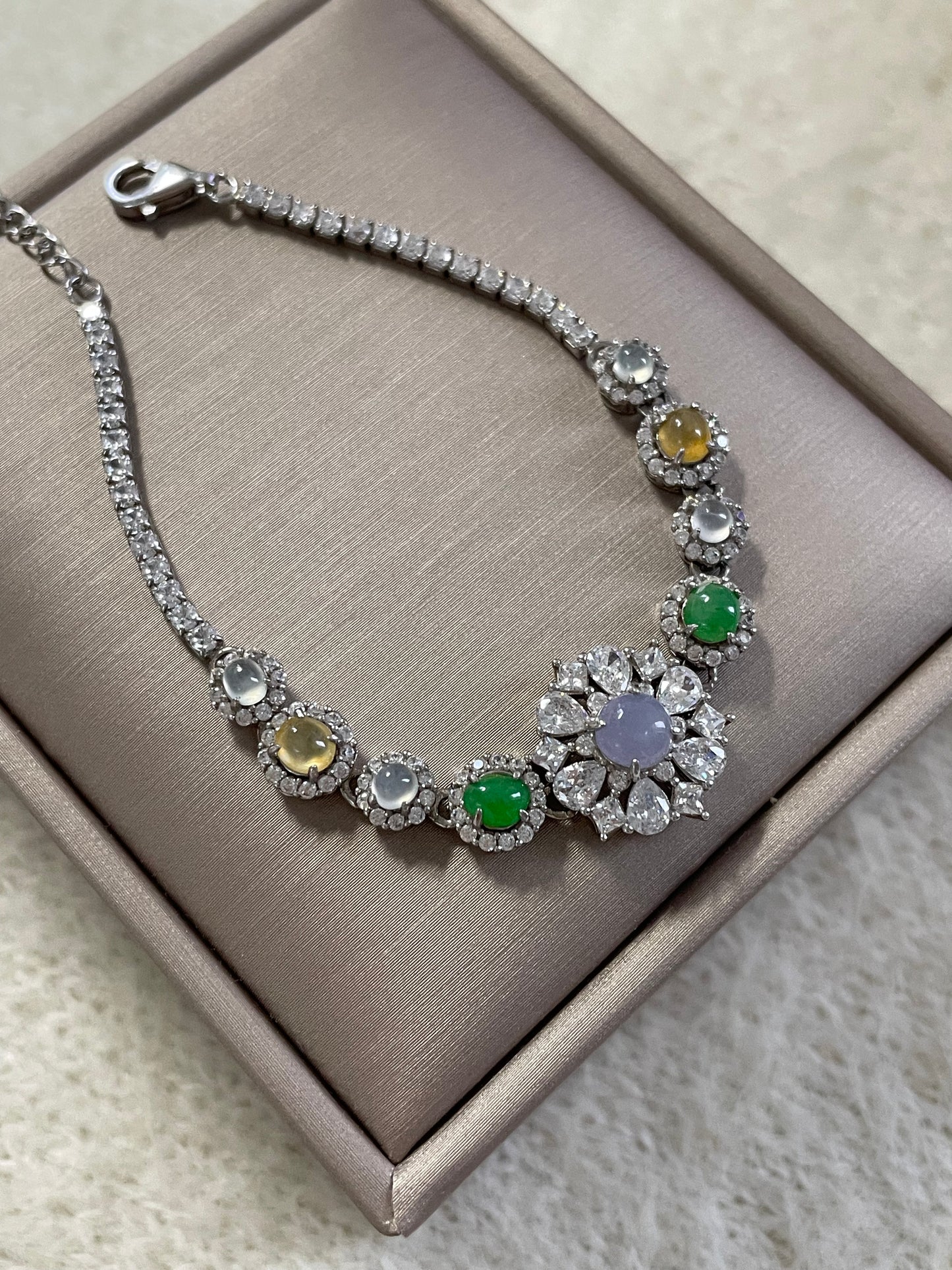 多宝翡翠手链｜紫罗兰·阳绿·白冰·黄翡多彩