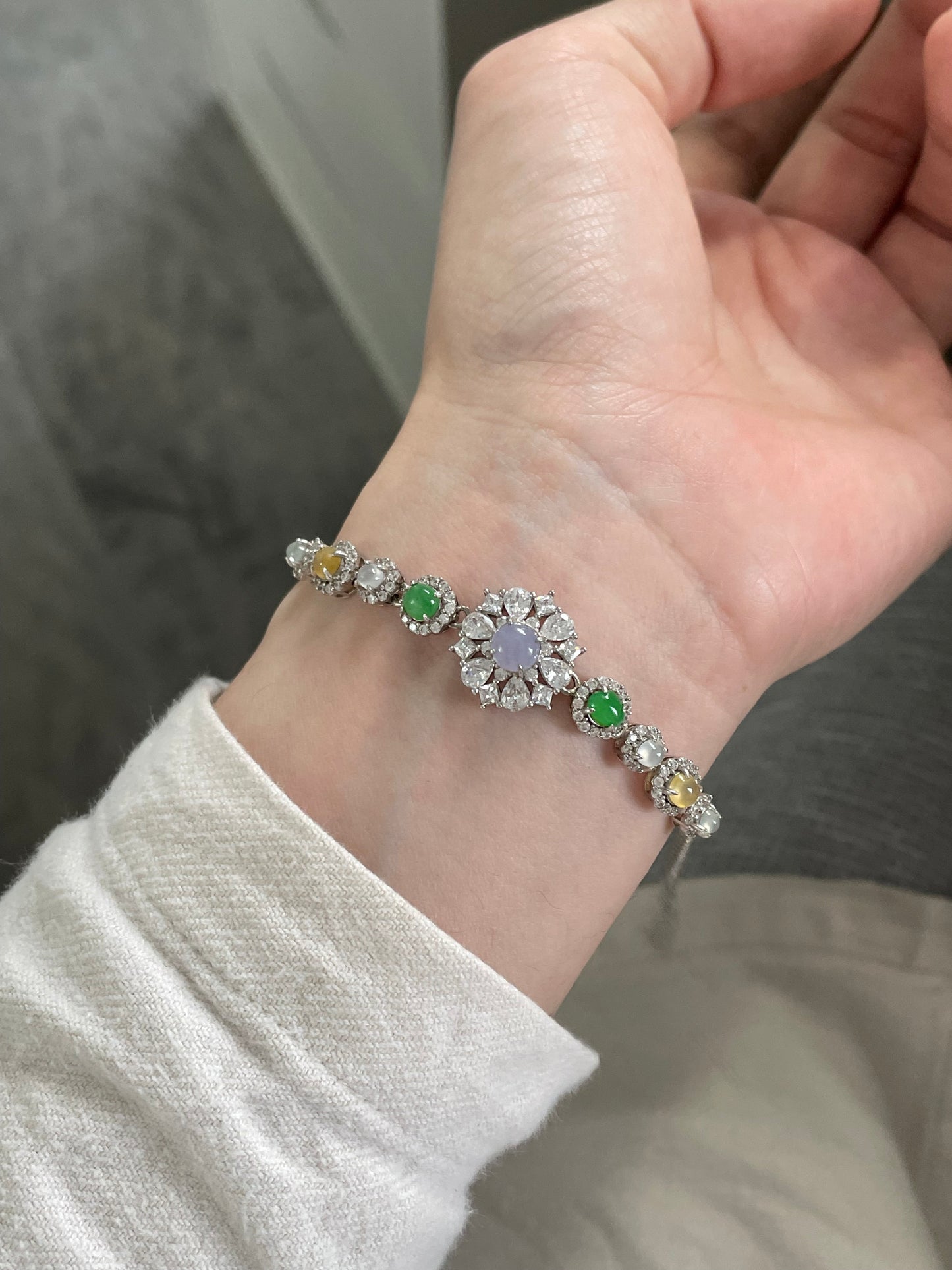 多宝翡翠手链｜紫罗兰·阳绿·白冰·黄翡多彩