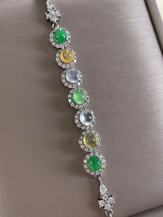 多宝翡翠手链｜阳绿·白冰·黄翡多彩