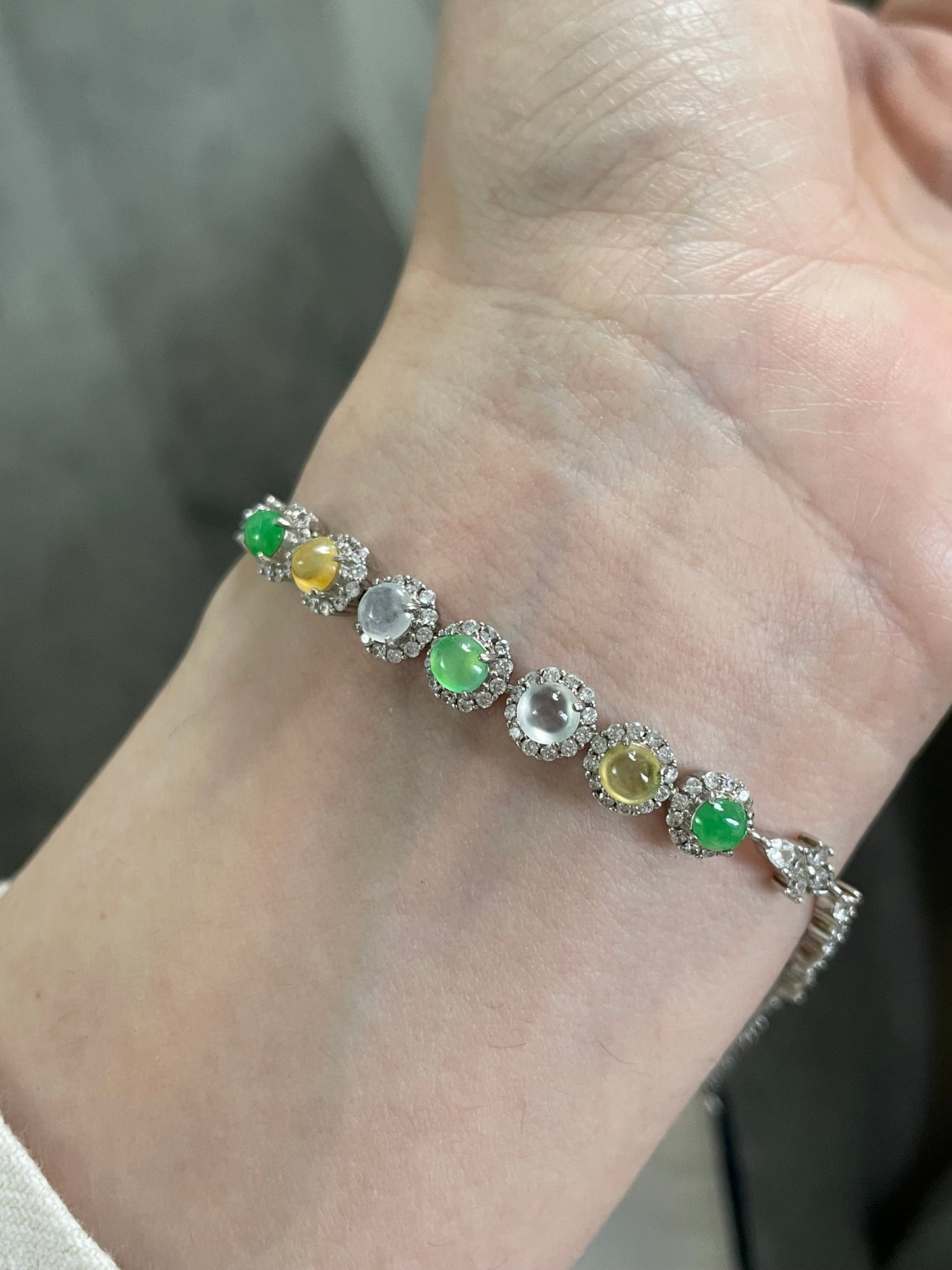 多宝翡翠手链｜阳绿·白冰·黄翡多彩