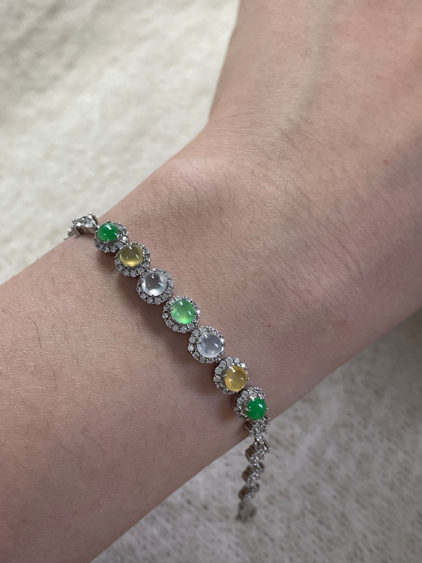 多宝翡翠手链｜阳绿·白冰·黄翡多彩