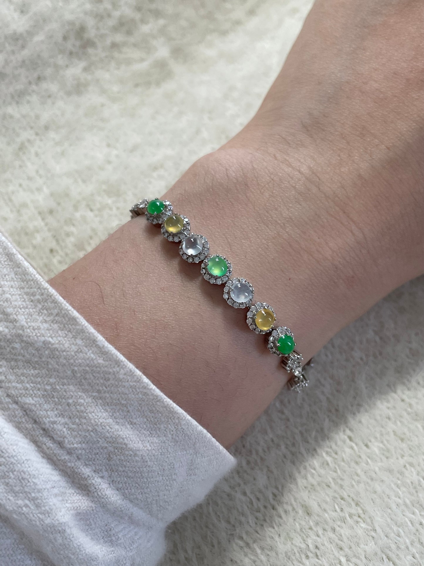 多宝翡翠手链｜阳绿·白冰·黄翡多彩