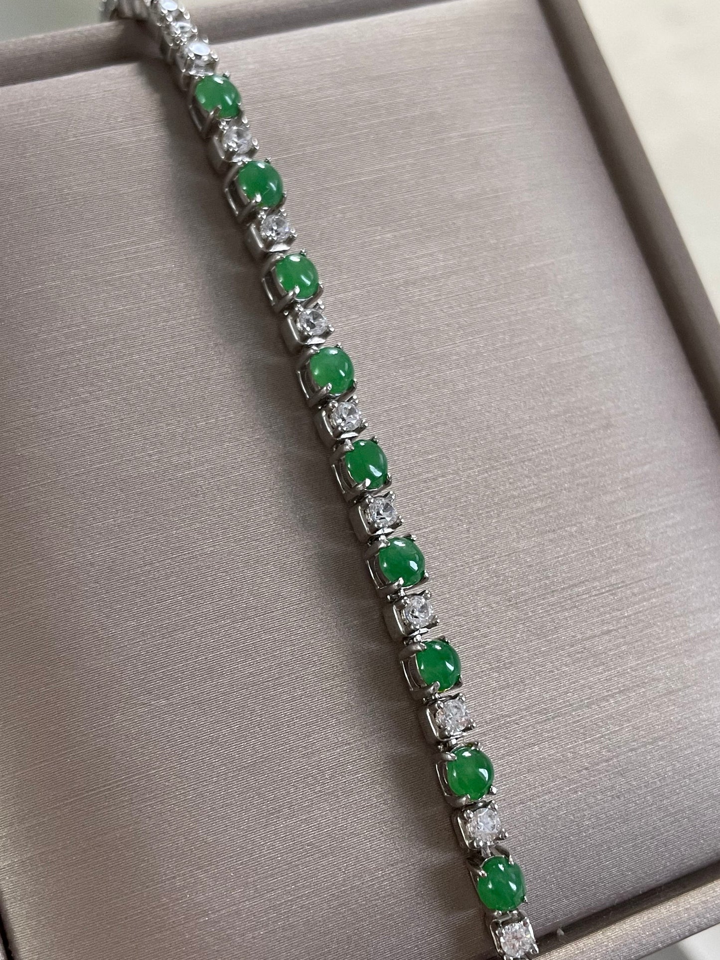 帝王绿排钻翡翠手链