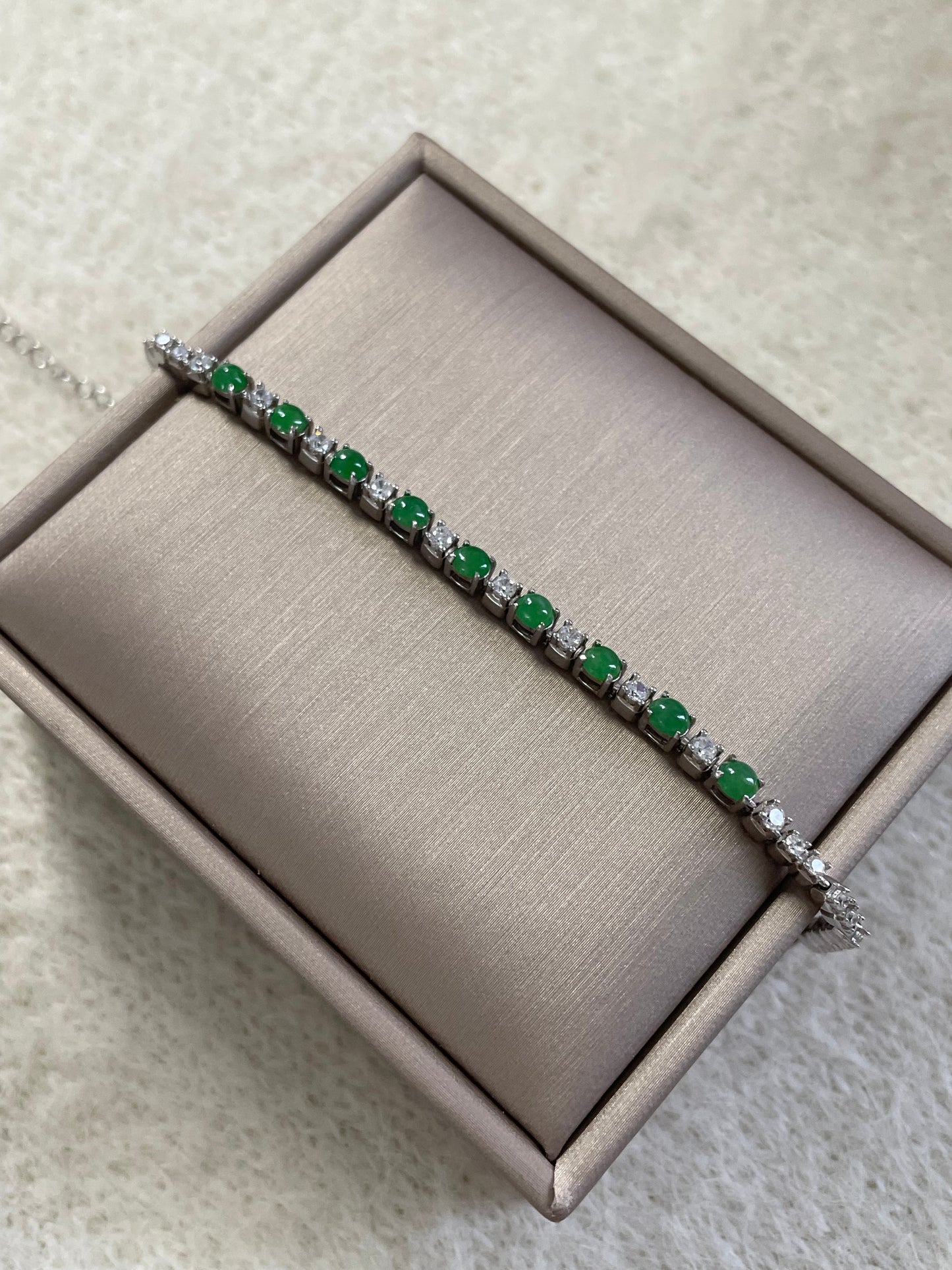 帝王绿排钻翡翠手链