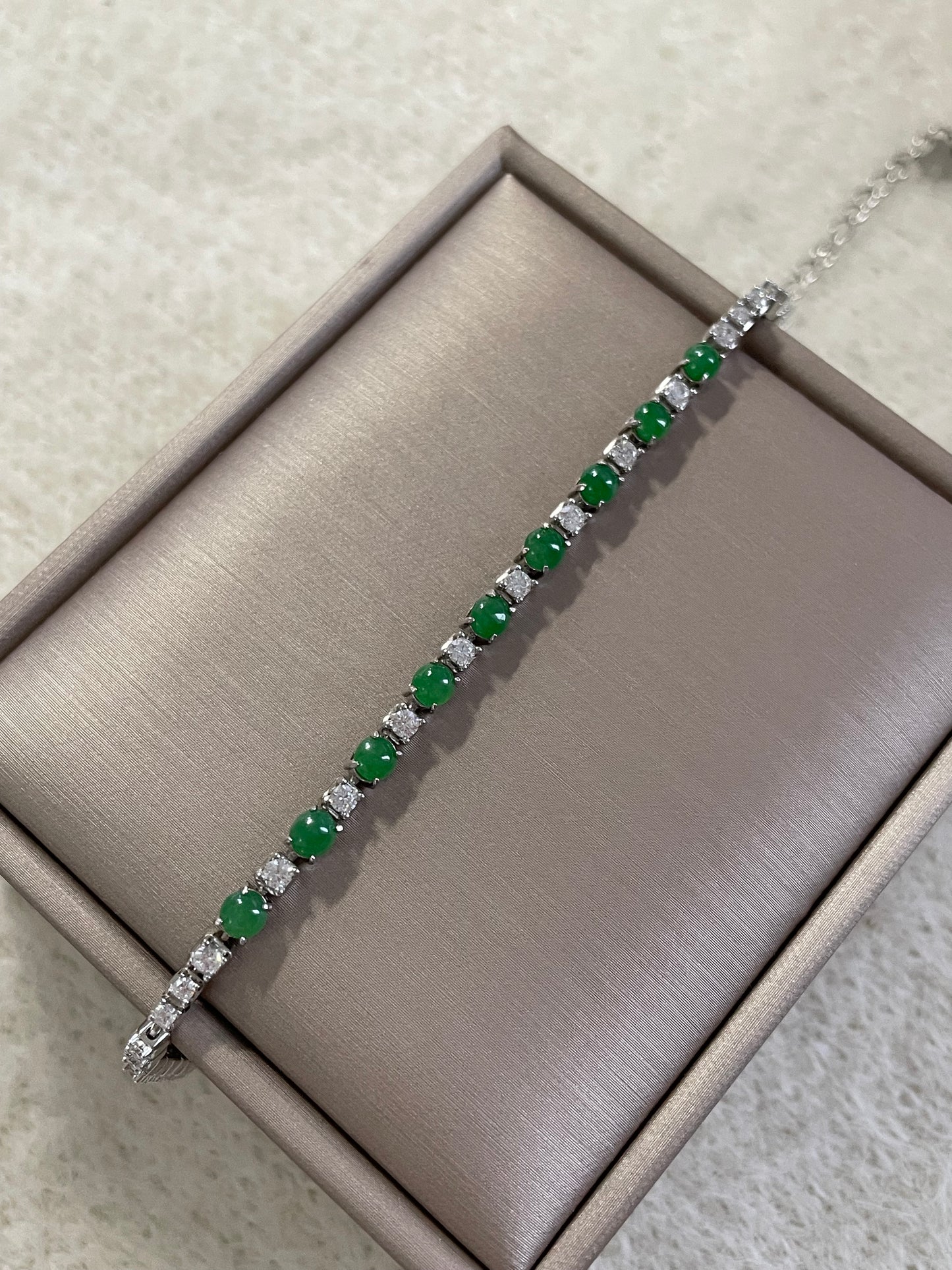 帝王绿排钻翡翠手链