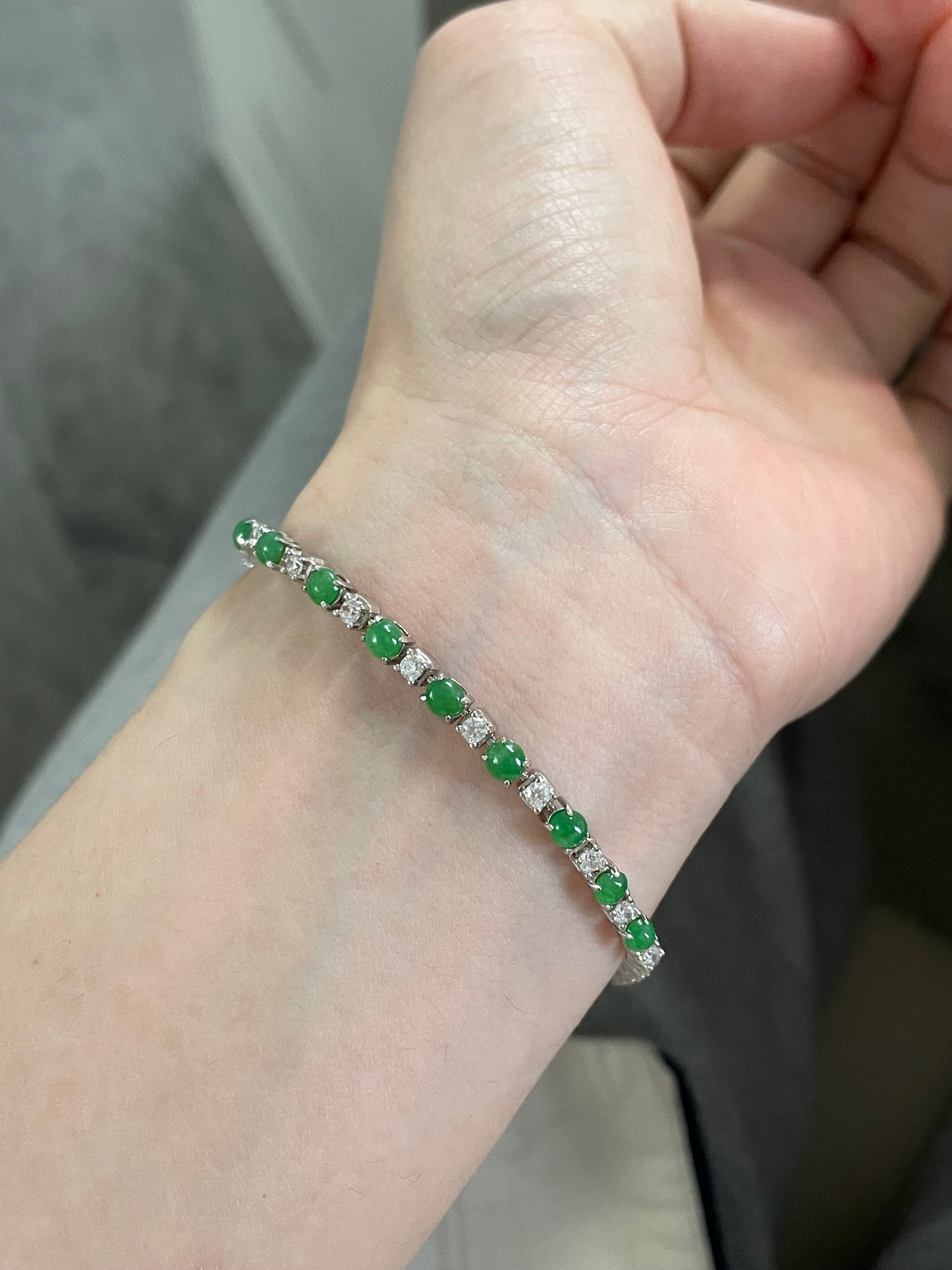 帝王绿排钻翡翠手链