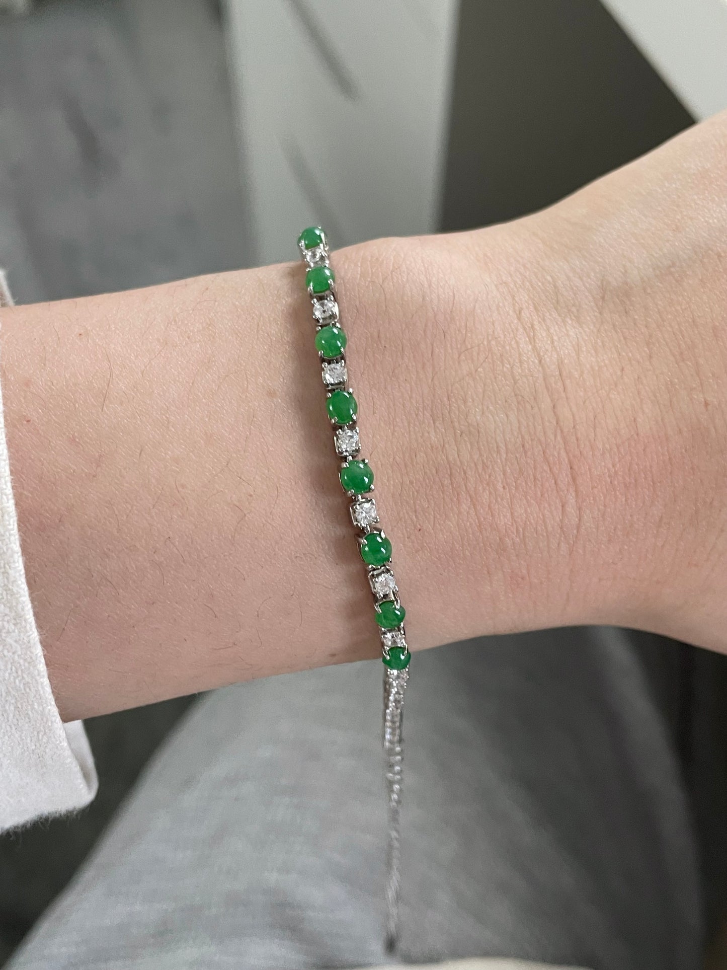 帝王绿排钻翡翠手链