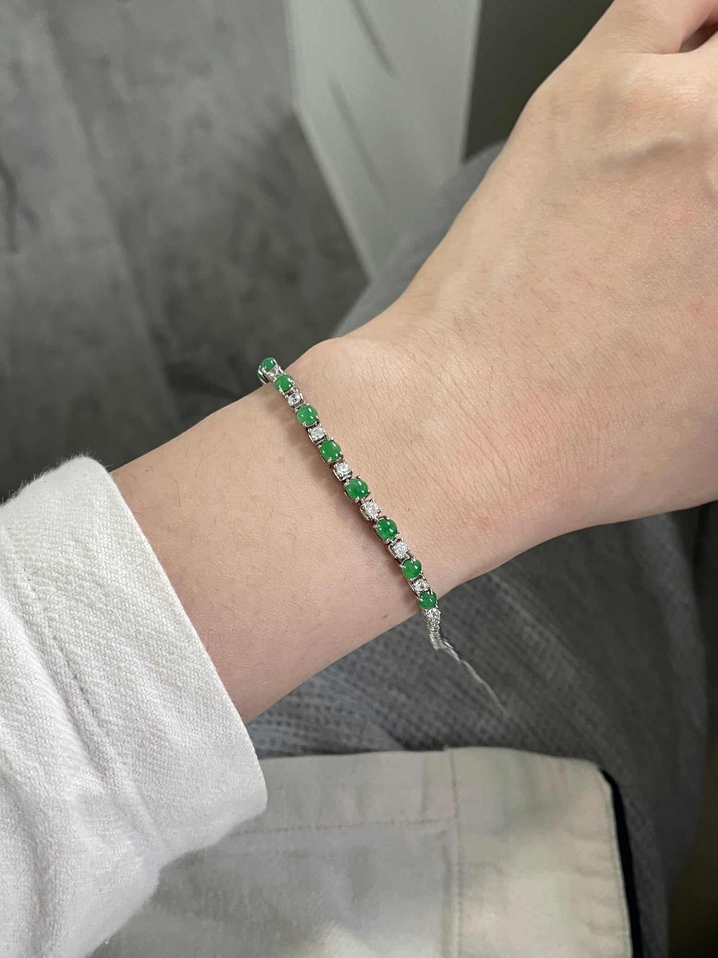 帝王绿排钻翡翠手链