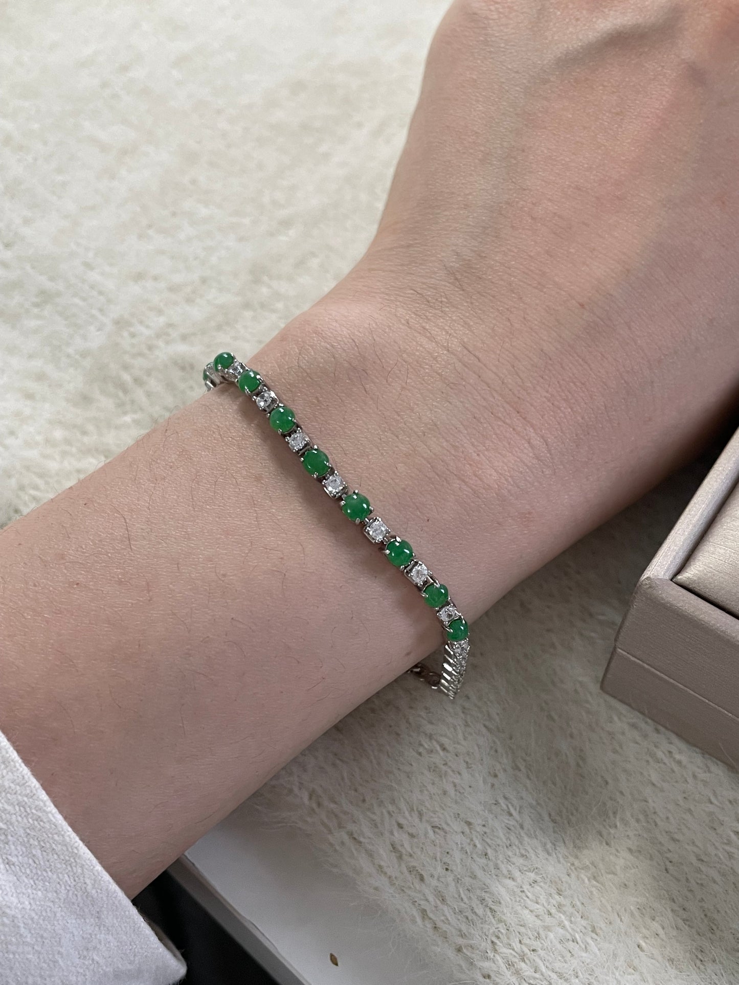 帝王绿排钻翡翠手链