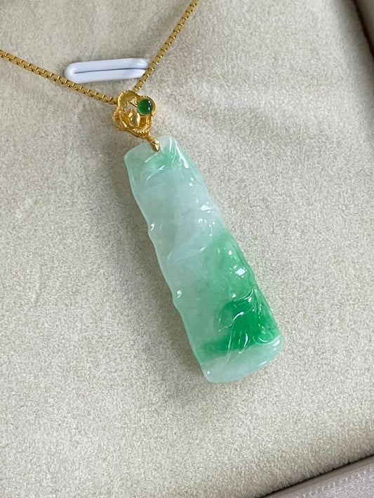 阳绿竹节吊坠