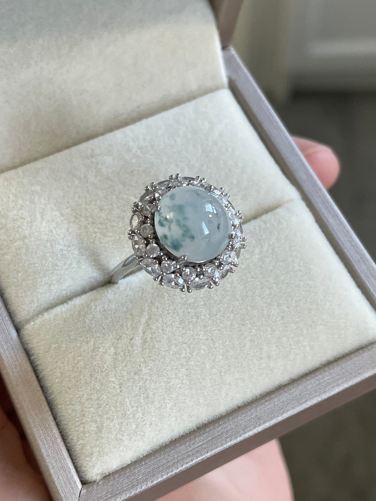 蓝飘花翡翠戒指